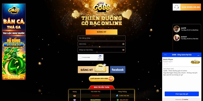 Hỗ Trợ Trực Tiếp Qua Chat go88